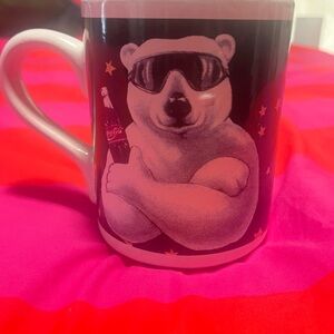 Coca Cola Mug with Cool Polar Bear - Pink and Black